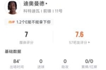 迪奥曼德全场数据：1射0正 7过人3成功  丢失球权17次